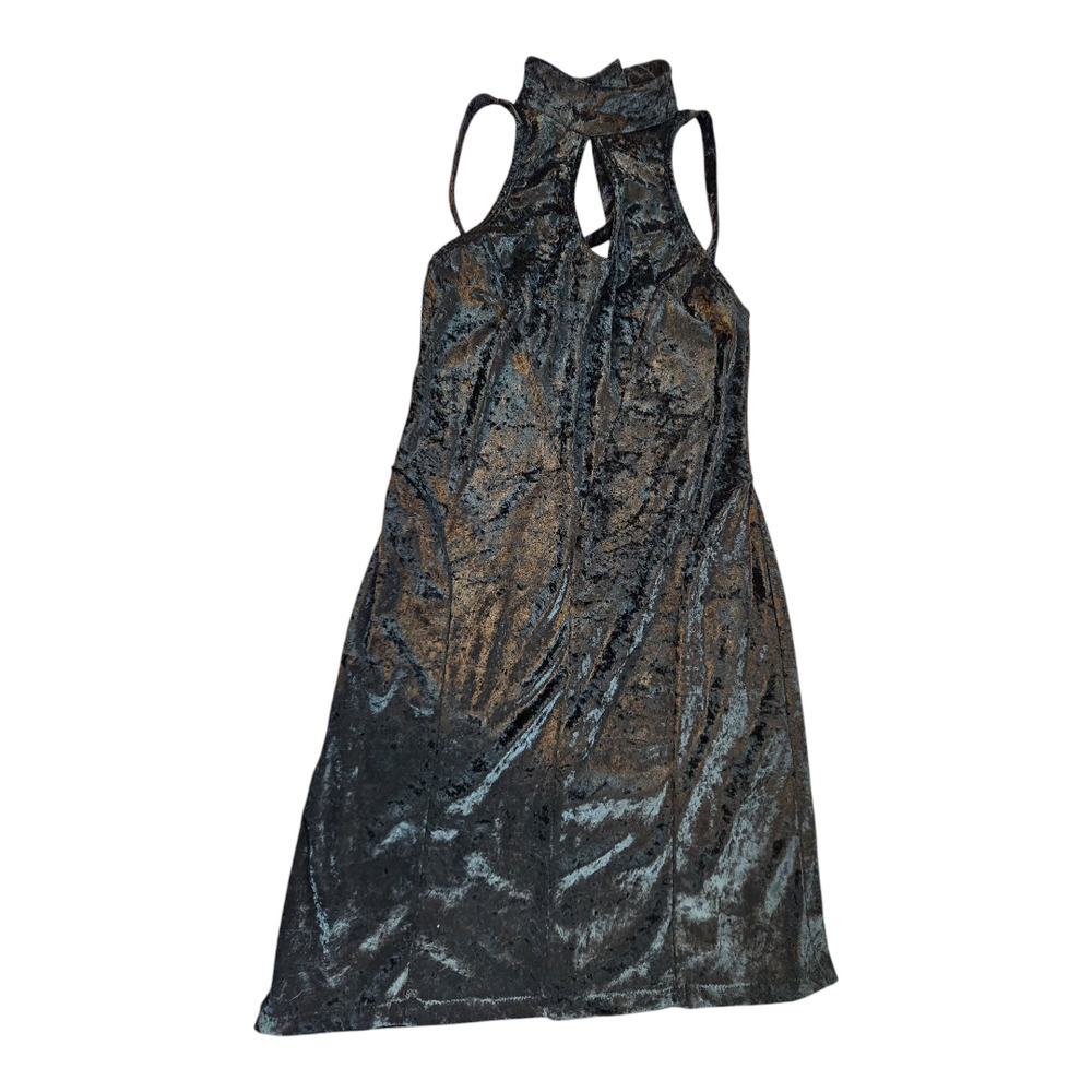 Carabella sz med dress crushed velvet halter sleeveless strappy gothcore keyhole